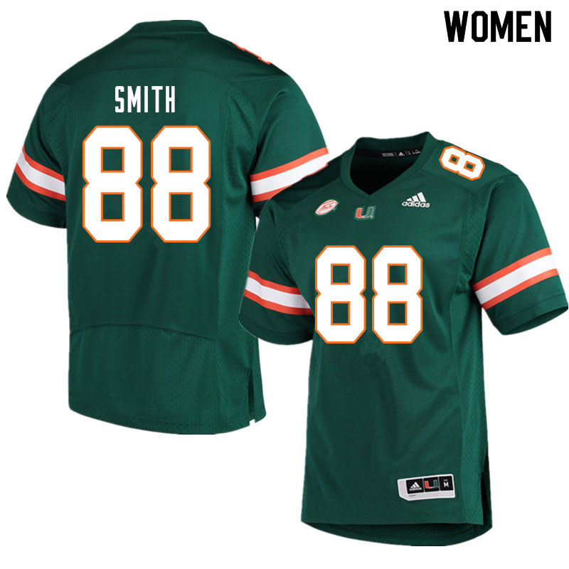 Women #88 Keyshawn Smith Miami Hurricanes College Football Jerseys Sale-Green - Click Image to Close
